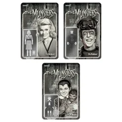 Super7 The Munsters Reaction Wave 3 - Eddie Munster, Marilyn Munster & Hot Rod Herman (Grayscale)| The Munsters