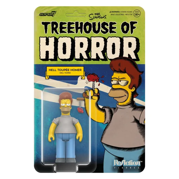 Super7 The Simpsons Reaction Figures Wave 04 (Tree House Of Horror V2) - Hell Toupee Homer| The Simpsons